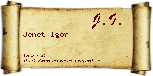 Jenet Igor névjegykártya